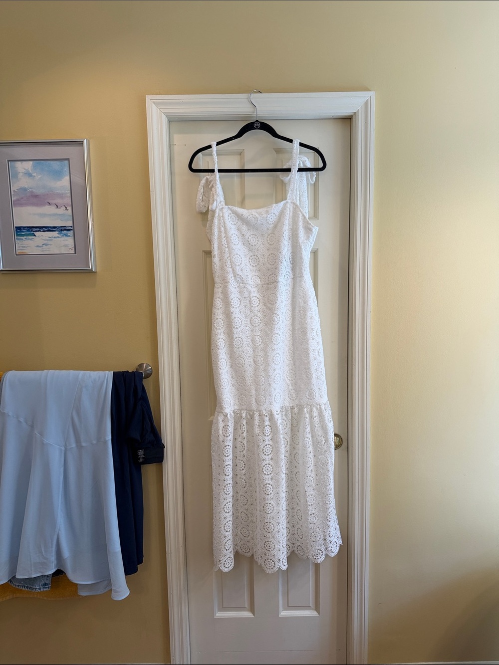 Flying Tomato White Lace Midi Dress with Tie Straps
